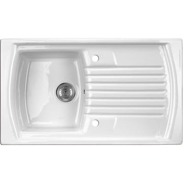 Chiuvetă ceramică, 1-cuvă cu picurător, Deante