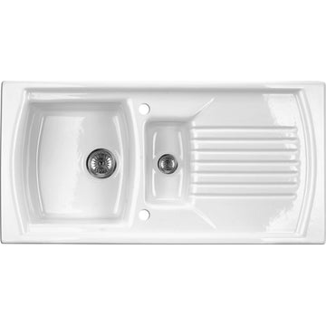 Ceramic sink, 1.5-bowl with drainer, Deante