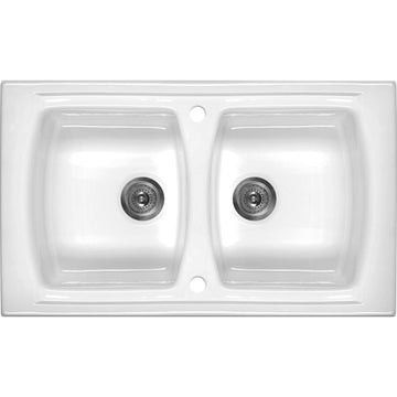 Ceramic sink, 2-bowl, Deante