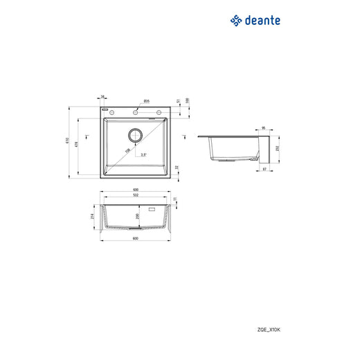 Granite sink, 1-bowl, Deante