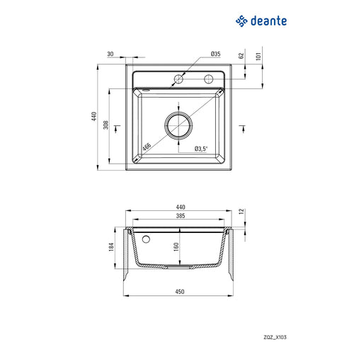 Granite sink, 1-bowl, Deante