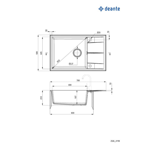 Granite sink, 1-bowl with drainer, Deante