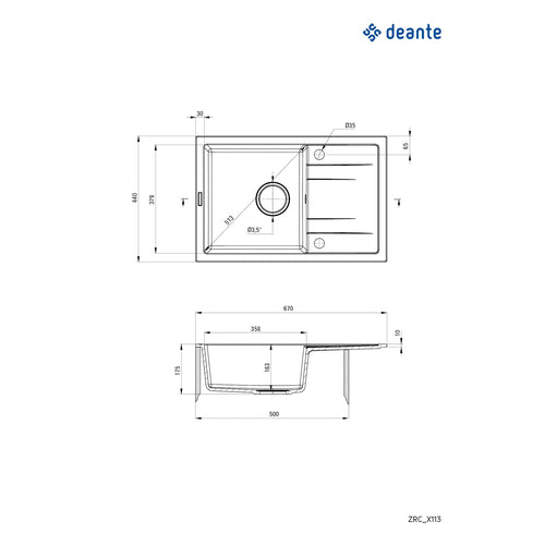 Granite sink, 1-bowl with drainer, Deante