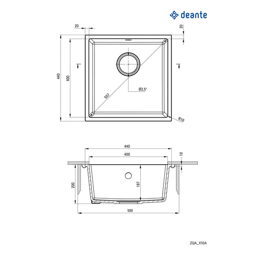 Granite sink, 1-bowl, undermount, Deante