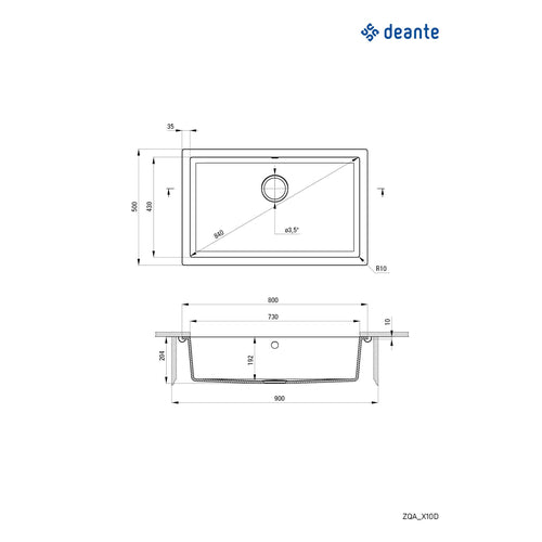 Granite sink, 1-bowl, undermount, Deante