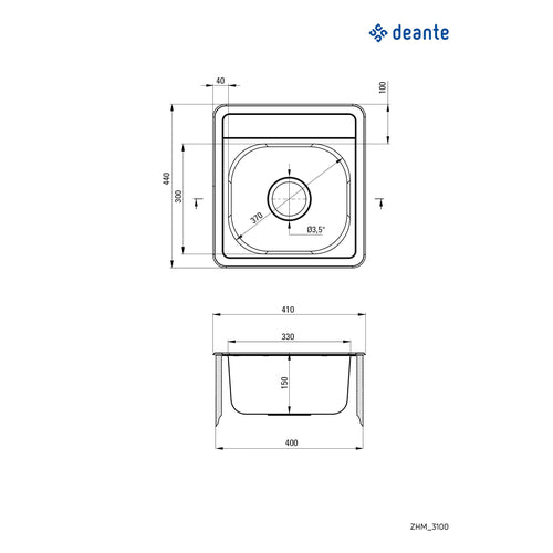 Stainless steel sink, 1-bowl, Deante