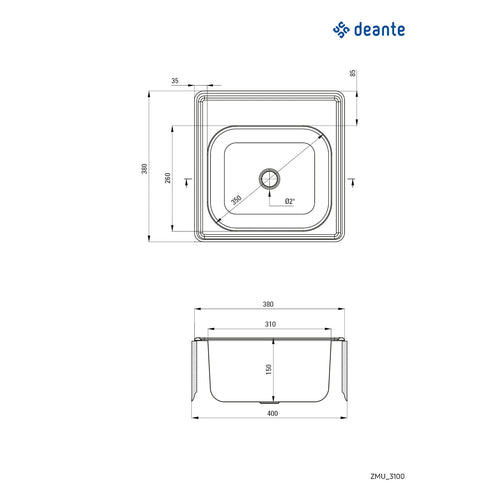 Stainless steel sink, 1-bowl, Deante