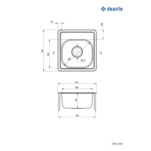 Stainless steel sink, 1-bowl, Deante