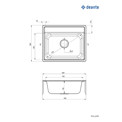 Stainless steel sink, 1-bowl, Deante