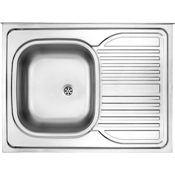 Chiuvetă din inox, 1-cuvă cu picurător, pe partea dreaptă - pe mască, Deante