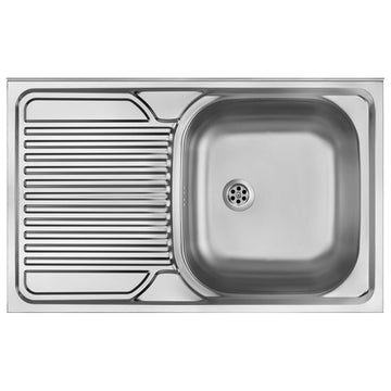 Chiuvetă din inox, 1-cuvă cu picurător, pe partea stângă - pe mască, Deante