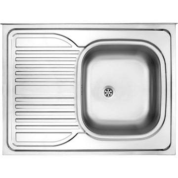 Chiuvetă din inox, 1-cuvă cu picurător, pe partea stângă - pe mască, Deante