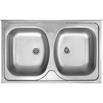 Chiuvetă din inox, 2-cuve - pe mască, Deante