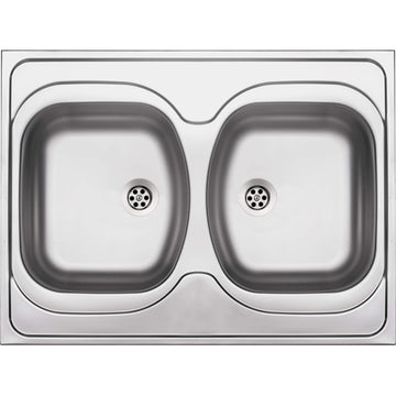 Chiuvetă din inox, 2-cuve - pe mască, Deante