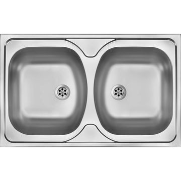 Chiuvetă din inox, 2-cuve - pe mască, Deante