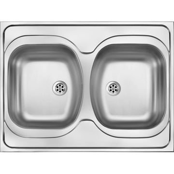 Chiuvetă din inox, 2-cuve - pe mască, Deante
