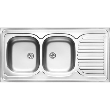 Chiuvetă din inox, 2-cuve cu picurător - pe mască, Deante