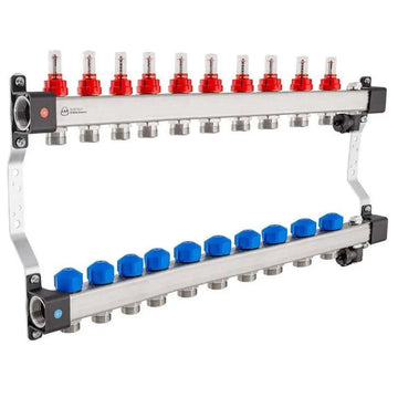 Distribuitor incalzire pardoseala, KAN-therm InoxFlow, inox, filet interior, 10 cai, 1" grossmann.ro
