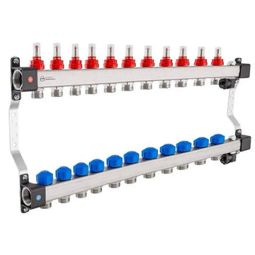 Distribuitor incalzire pardoseala, KAN-therm InoxFlow, inox, filet interior, 11 cai, 1" grossmann.ro