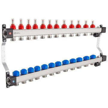 Distribuitor incalzire pardoseala, KAN-therm InoxFlow, inox, filet interior, 12 cai, 1" grossmann.ro