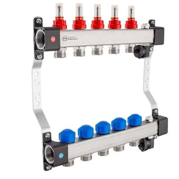 Distribuitor incalzire pardoseala, KAN-therm InoxFlow, inox, filet interior, 5 cai, 1" grossmann.ro