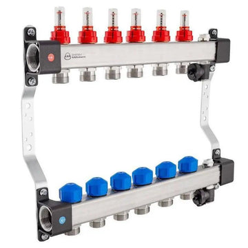 Distribuitor incalzire pardoseala, KAN-therm InoxFlow, inox, filet interior, 6 cai, 1" grossmann.ro