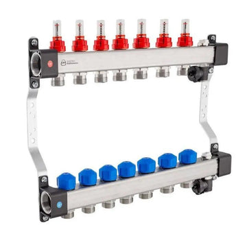 Distribuitor incalzire pardoseala, KAN-therm InoxFlow, inox, filet interior, 7 cai, 1" grossmann.ro