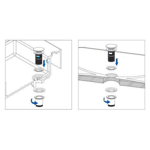 Dop pentru chiuvetă, sau bideu, cu manșon metalic - universal, Deante