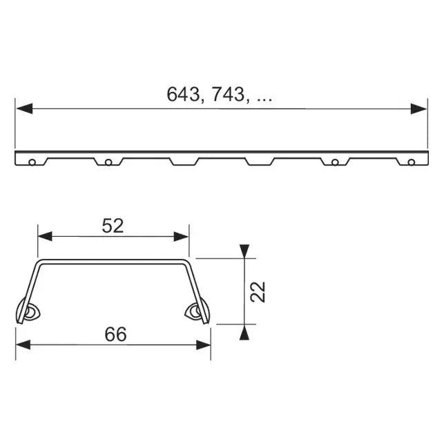 Grila rigola dus Tece drainline steel II, inox mat, 80cm, 600883 grossmann.ro