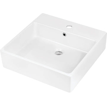 Lavoar ceramic, blat/montare pe perete, cu gaură pentru baterie - 50x50 cm, Deante