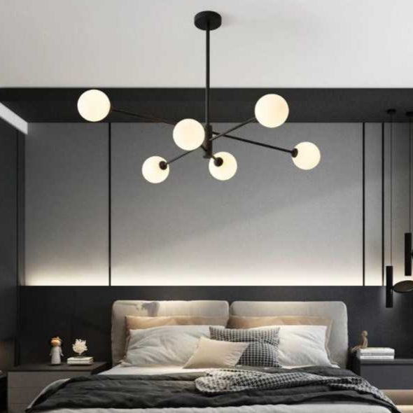 Lustra cu Glob alb Moderna E27x6