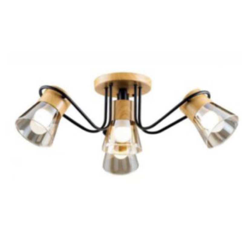 LUSTRA CU LEMN L0011/3+1 e27*4 maxim 60w/bec