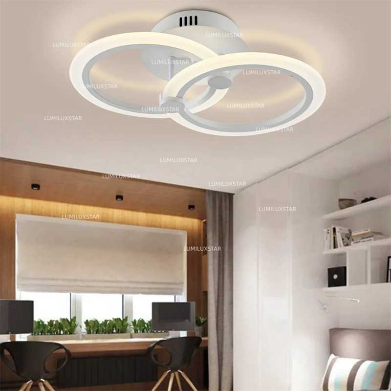 Lustra LED 2 cercuri cu Telecomanda wifi 2.4G cu lumina/rece/calda/neutra intensitate reglabila