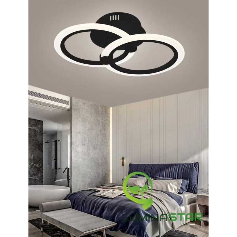Lustra LED 2 cercuri Telecomanda wifi 2.4G cu lumina/rece/calda/neutra intensitate reglabila Maro