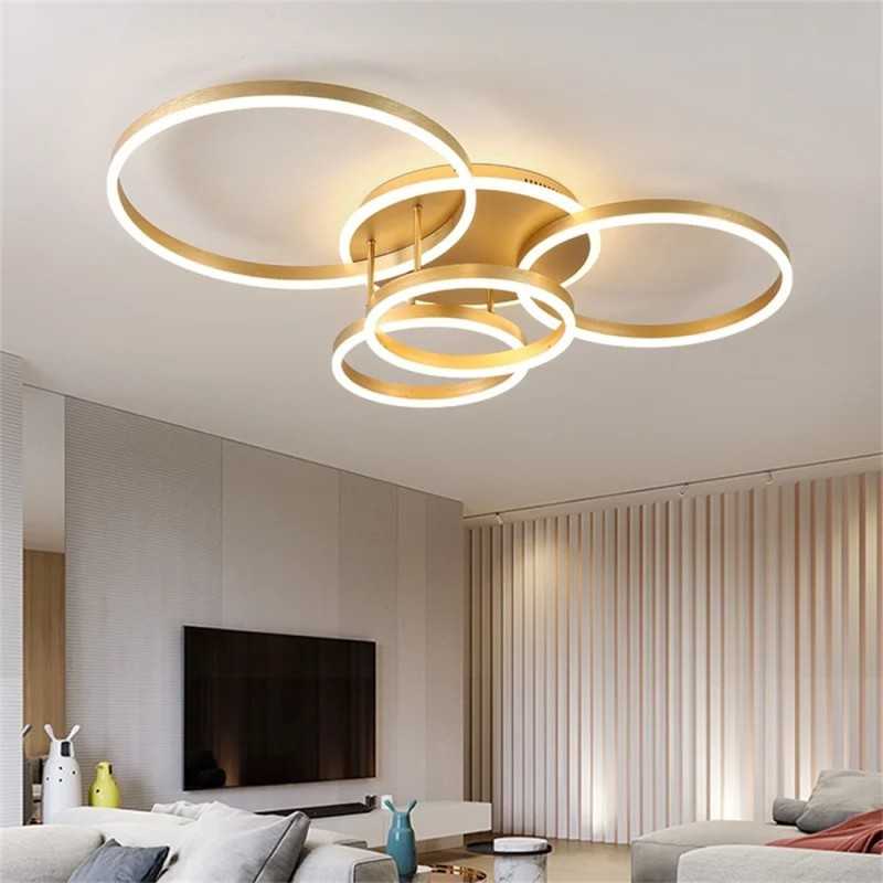 Lustra LED 360W Auriu 4 cecuri 60cm+50cm+40cm+30cm cu Telecomanda wifi 2.4G lumina/rece/calda/neutra intensitate reglabila
