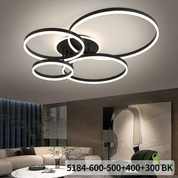 Lustra LED 360W Negru 4 cecuri 60cm+50cm+40cm+30cm cu Telecomanda wifi 2.4G lumina/rece/calda/neutra intensitate reglabila