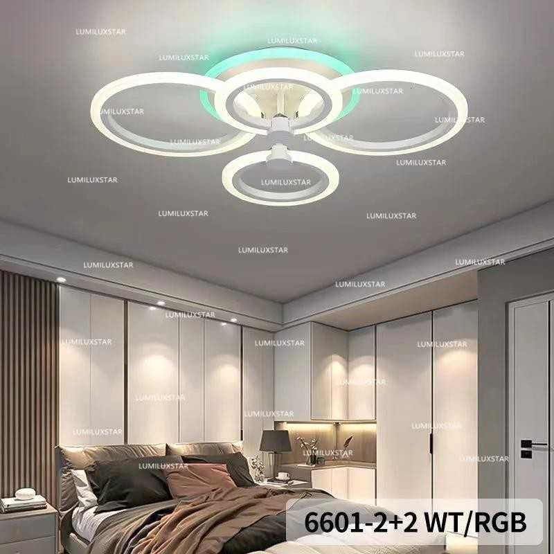 Lustra LED 4 cercuri cu RGB, Telecomanda wifi 2.4G cu lumina/rece/calda/neutra intensitate reglabila