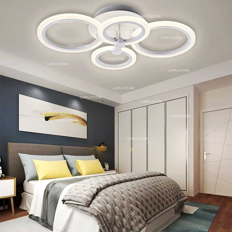 Lustra LED 4 cercuri cu Telecomanda wifi 2.4G cu lumina/rece/calda/neutra intensitate reglabila