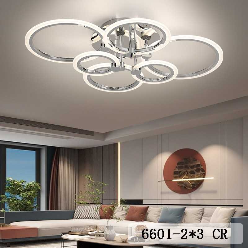 Lustra LED 6 cercuri Crom cu Telecomanda wifi 2.4G cu lumina/rece/calda/neutra intensitate reglabila