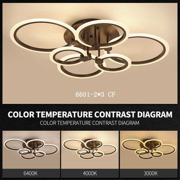 Lustra LED 6 cercuri Maro cu Telecomanda wifi 2.4G cu lumina/rece/calda/neutra intensitate reglabila