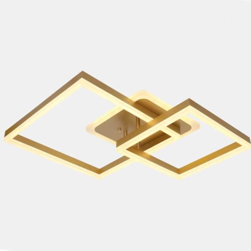 Lustra LED Auriu Patrate cu Telecomanda wifi 2.4G lumina/rece/calda/neutra intensitate reglabila