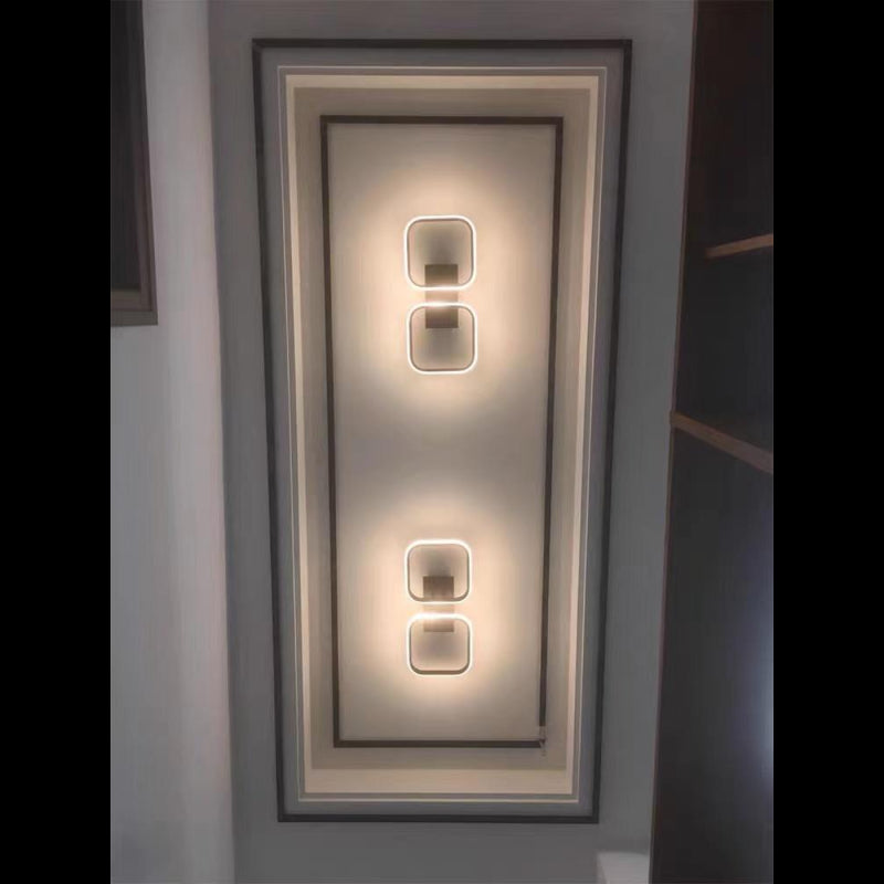 Lustra LED cu 2 Patrate Telecomanda wifi 2.4G Negru lumina/rece/calda/neutra intensitate reglabila