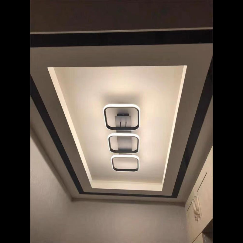 Lustra LED cu 3 Patrate Telecomanda wifi 2.4G Negru lumina/rece/calda/neutra intensitate reglabila