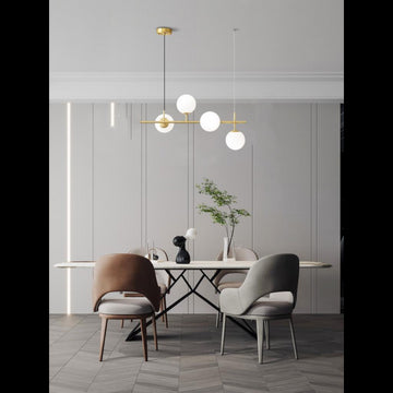 Lustra LED cu 4 Glob Alb Mat Becurile Nu Sunt Incluse