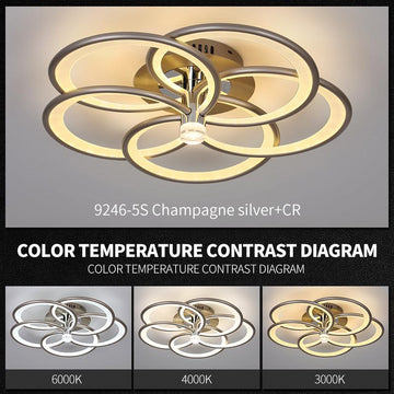 Lustra LED Culoare Sampanie Argintie cu Telecomanda wifi 2.4G Maro lumina/rece/calda/neutra intensitate reglabila