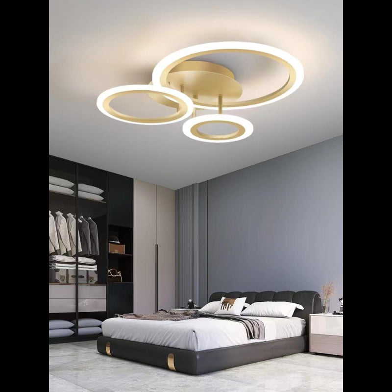 Lustra LED Gold 3 Cercuri cu Telecomanda wifi 2.4G lumina/rece/calda/neutra intensitate reglabila
