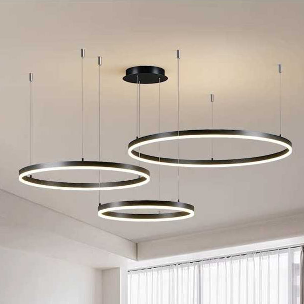 Lustra LED Negru 3cecuri 60cm+40cm+30cm cu Telecomanda wifi 2.4G lumina/rece/calda/neutra intensitate reglabila