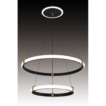 Lustra LED Negru cu 2 Cercuri 40cm+60cm Telecomanda wifi 2.4G cu lumina/rece/calda/neutra intensitate reglabila