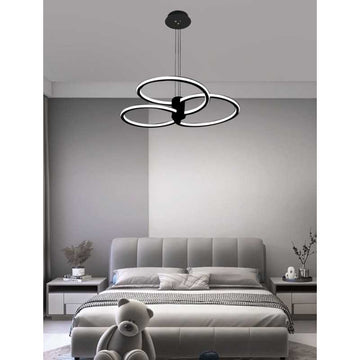 Lustra LED Negru cu Telecomanda wifi 2.4G cu lumina/rece/calda/neutra intensitate reglabila