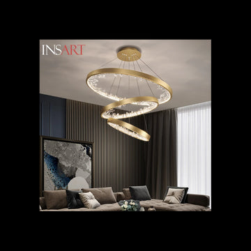 Lustra LED Negru D40+60+80cm cu Telecomanda wifi 2.4G 45cm lumina/rece/calda/neutra intensitate reglabila